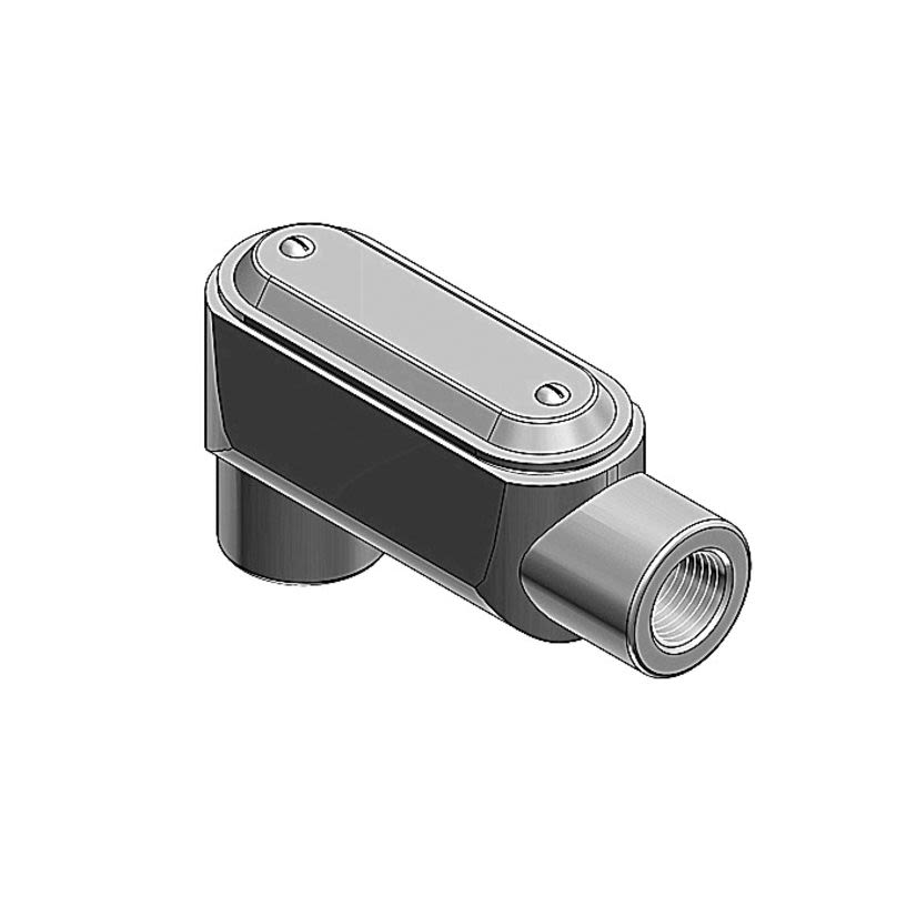 T&B® BlueKote® LB37CG-TB Type LB Pre-Assembled Conduit Body With Cover and Gasket, 1 in Hub, Form 7 Form, 10.6 cu-in Capacity, Gray Iron, Epoxy Powder Coated/Zinc Plated